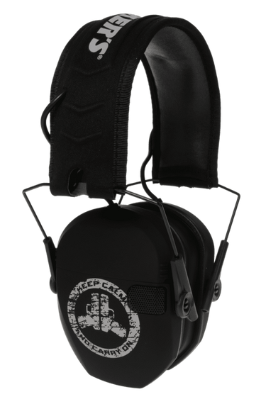 Walker's GWPRSEMFSKCCO Razor Slim Electronic Freedom Muff 23 dB Over the Head Black w/Distressed Carry On Logo Polymer 136289
