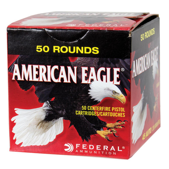 American Eagle Handgun Ammunition .45 ACP 230 gr FMJ 890 fps 50/ct FAAE45A50