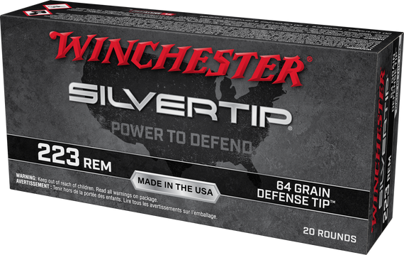 Winchester Ammo W223ST Silvertip  223Rem 64gr Defense Tip 20 Per Box/10 Case 132175
