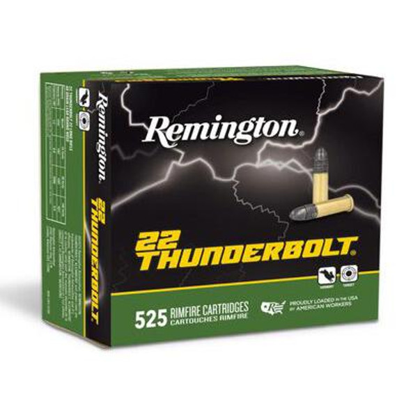 Remington 22 Thunderbolt Rimfire Ammunition .22 LR 40 gr. 1255 fps 525/ct RTR21271