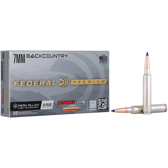 Federal Barnes LRX Rifle Ammunition 7mm Backcountry 168gr PT 3150 fps 20/ct FAP7BCLRX1