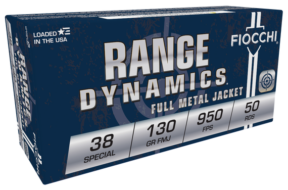 Fiocchi 38A Range Dynamics  38Special 130gr Full Metal Jacket 50 Per Box/20 Case 34013