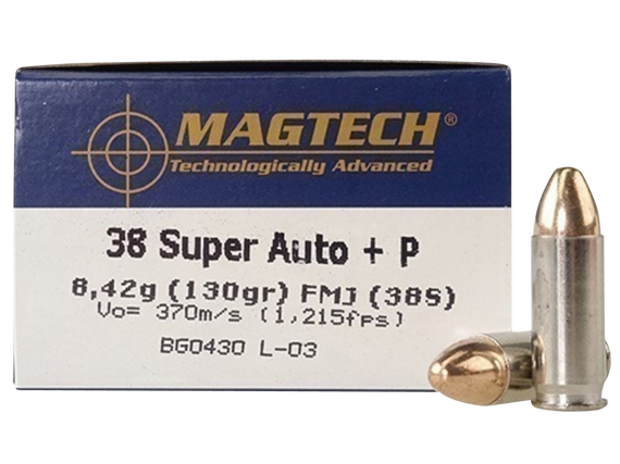 Magtech 38S Range/Training  38Super+P 130gr Full Metal Jacket 50 Per Box/20 Case 12589