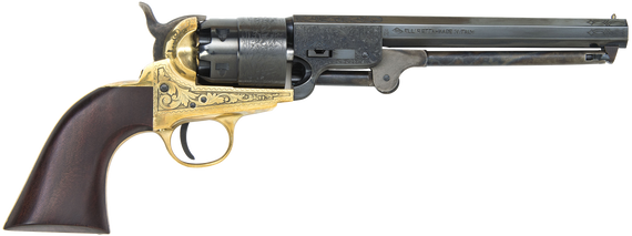 Traditions FR185118 1851 Navy Break Open 44 Cal #11 Percussion 7.50" 6 Shot Brass Engraved Frame Blued Engraved Barrel Blued Cylinder Walnut Grip 13226