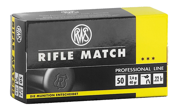 RWS/Umarex 2134225 Rifle Match Professional Line 22LR 40gr Lead Round Nose 50 Per Box/100 Case 84759
