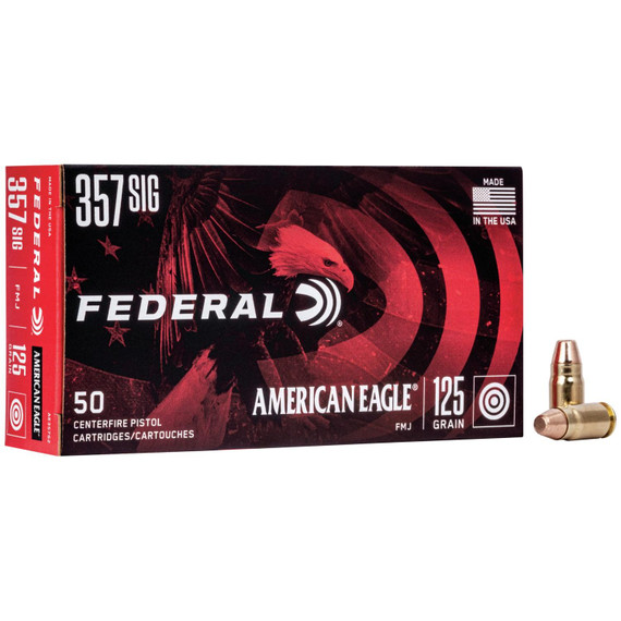 American Eagle Handgun Ammunition .357 SIG 125 gr FMJ 1350 fps 50/box FAAE357S2