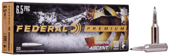 Federal Terminal Ascent Rifle Ammuntion 6.5 PRC 130 gr 3000 fps 20/ct FAP65PRCTA1