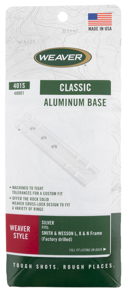 Weaver Mounts 48001 Top Mount Base 401S  Silver Smith & Wesson L/K/N Frame 63582