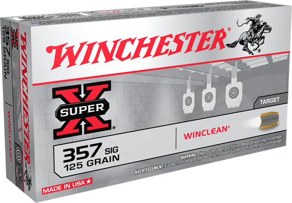 Winchester Ammo WC357SIG Super X  357Sig 125gr Winclean Brass Enclosed Base 50 Per Box/10 Case 65955