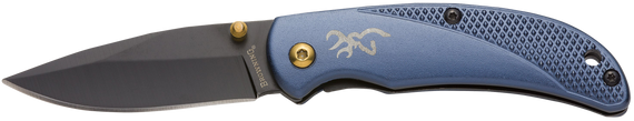 Browning 3220341 Prism 3  EDC Folding 2.38" Plain Black Oxide 7Cr17MoV SS Blade, Navy w/Brass Accents & Logo Anodized Aluminum Handle, Includes Pocket Clip 119619