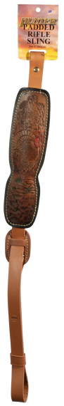 Hunter Company 027191 Trophy Custom Sling Brown Leather w/ Suede Lining, Turkey Engraving & Padded Design 112974