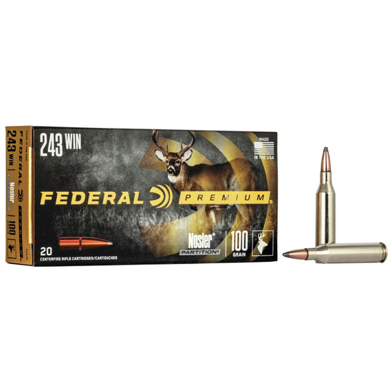Federal Premium Vital-Shok Rifle Ammunition .243 Win 100 gr BT 2850 fps - 20/ct FAP243E