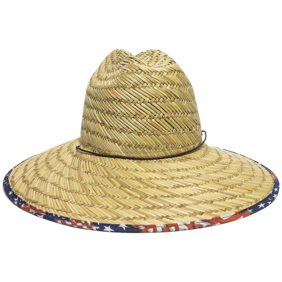 Outdoor Cap Natural Straw Stars & Stripes Brim One Size Fits Most OBSTW500