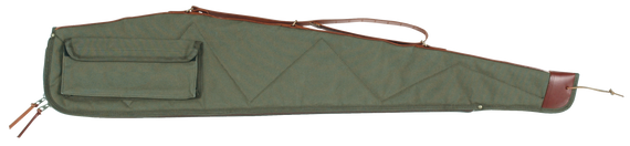 Bob Allen 14537 Canvas Rifle Case 44" Green Canvas w/ Quilted Flannel Lining Leather Sling & Self-Repairing Nylon Zipper 103169