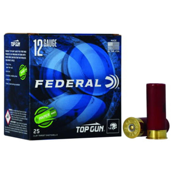 FEDERAL TOP GUN 12GA 2 3/4IN 1 OZ 1250 FPS 7.5 STEEL PAPER WAD SS AMMO 25RD FATG12WS175
