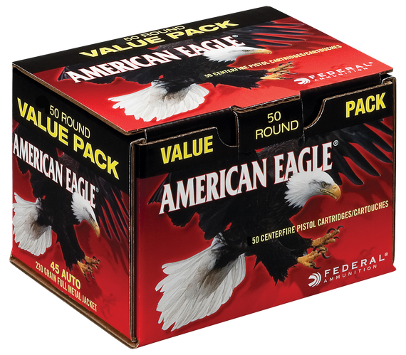 Federal AE45A50 American Eagle Handgun 45ACP 230gr Full Metal Jacket 50 Per Box/10 Case 8750