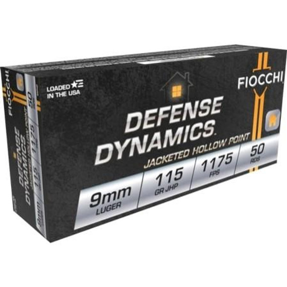Fiocchi Pistol Shooting Dynamics Handgun Ammunition 9mm Luger 115 gr JHP 1175 fps 50/ct XN9APHP