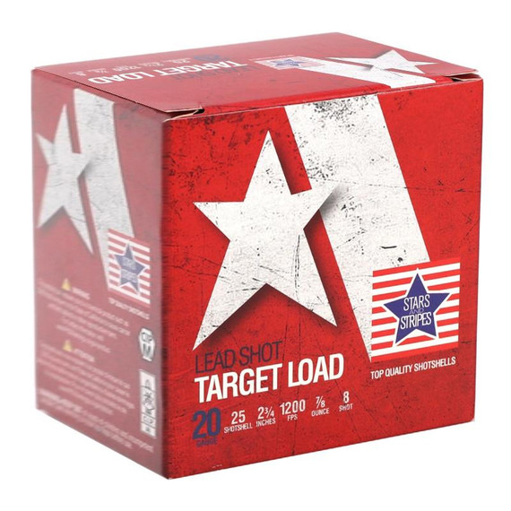 Star and Stripes Target Load Shotshells 20ga 2-3/4" 7/8oz #8 1200 fps 25/ct OQCT82408