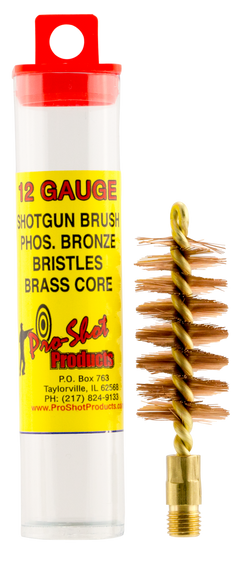 Pro-Shot 12S Bore Brush  12 Gauge Shotgun #5/16-27 Thread Bronze Bristles Looped Tip Brass Core 8999
