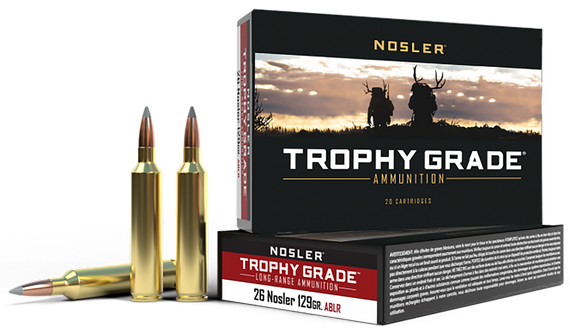 Nosler 60110 Trophy Grade Long-Range 26Nosler 129gr Nosler Spitzer AccuBond Long Range 20 Per Box/10 Case 91129