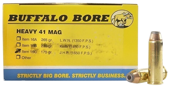 Buffalo Bore Ammunition 16C20 Heavy Strictly Business 41Rem Mag 170gr Jacket Hollow Point 20 Per Box/12 Case 82116