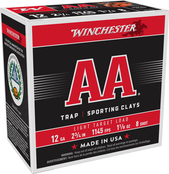 Winchester Ammo AA128 AA Light Target 12Gauge 2.75" 1 1/8oz 8Shot 25 Per Box/10 Case 116980