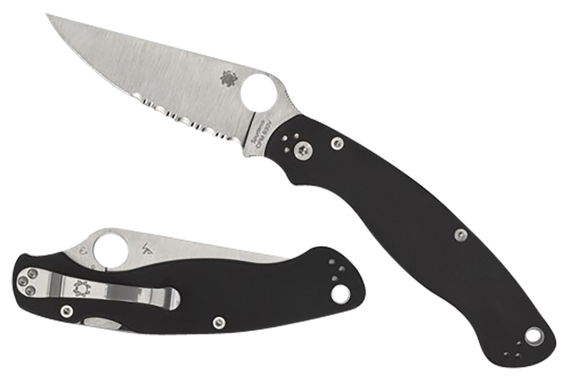 Spyderco C36GP2 Military 2  4" Folding Plain Stonewashed CPM S30V SS Blade/Black Textured G10 Handle Includes Pocket Clip 158047