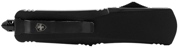 Templar Knife SBR431 Gen II  Small 2.69" OTF Dagger Part Serrated Black Oxide Stonewashed 440C SS Blade, 4.31" Black Aluminum/Rubber Handle, Glass Breaker 130580