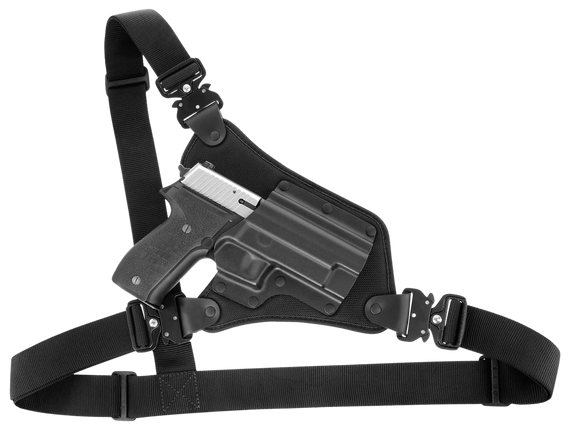 Galco HR880RB High Ready Chest Holster Fits Chest Up To 58 " Black Kydex/Nylon Shoulder/Torso Strap Fits Springfield XD 4"/XDM 4.5" Right Hand 153614