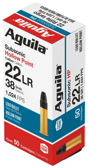 Aguila 1B220268 Subsonic Rimfire 22LR 38gr Hollow Point 50 Per Box/20 Case 44423