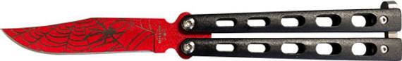 BEAR & SON BUTTERFLY KNIFE3" WIDOW SERIES RED/BLACK W113B