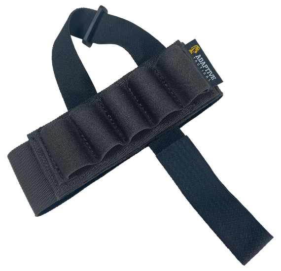 ADAPTIVE TACTICAL AT06400 Stock Mounted Shell Carrier  5rd Shotshells Removable Black Nylon Non Slip Loops Adj. Stock Fit 155178