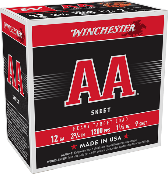 Winchester Ammo AAM129 AA Heavy 12Gauge 2.75" 1 1/8oz 9Shot 25 Per Box/10 Case 116984