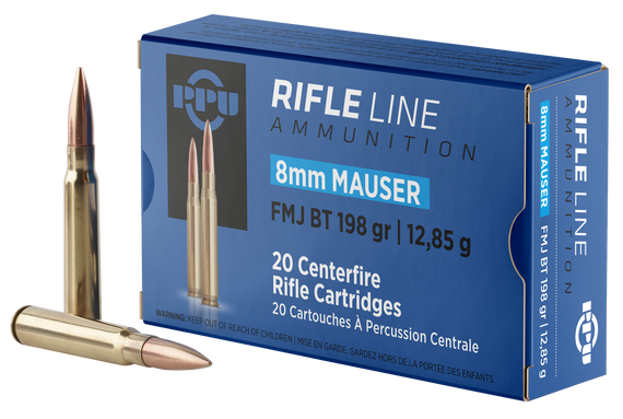 PPU PP8F Metric Rifle  8mmMauser 198gr Full Metal Jacket Boat Tail 20 Per Box/10 Case 57049