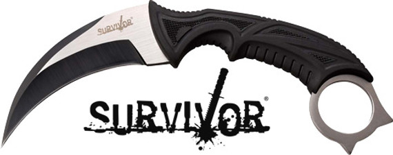 MC SURVIVOR 4" HAWKBILL BLADEW/SHEATH BLACK/STONEWASH! SVFIX014CS