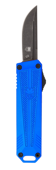 CobraTec Knives CALI929TBBLUTNS California 929TB 1.75" OTF Tanto Plain Stonewashed D2 Steel Blade/ Blue Anodized Aluminum Handle Includes Pocket Clip/Pouch 143124