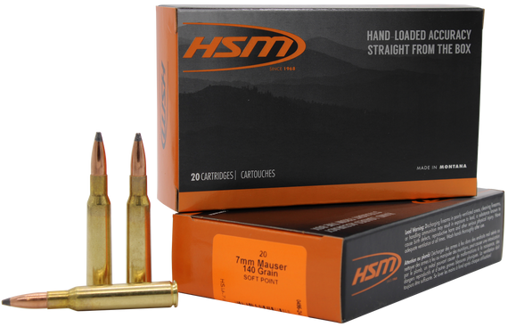 HSM 7MAUSER6N   7mmMauser 140gr Soft Point 20 Per Box/20 Case 170154