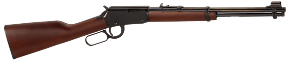 Henry H001Y Lever  Youth 22 Long/22 LR/22 Short 12 LR/16 Short, 16.13" Blued Round Barrel, Black Steel Receiver, American Walnut Fixed Stock,  Right Hand 36598
