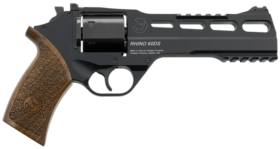 Chiappa Firearms 340167 Rhino 60DS  Large Frame 9mm Luger 6 Shot, 6" Black Anodized Steel Vent Rib Barrel & Cylinder, Black Anodized Aluminum Frame, Walnut Grip, Concealed Hammer 29853