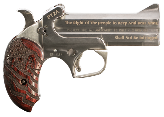 Bond Arms PT2A Protect the 2nd Amendment Derringer Single 45 Colt (LC)/410 Gauge 4.25" 2 Round Stainless Steel 108705