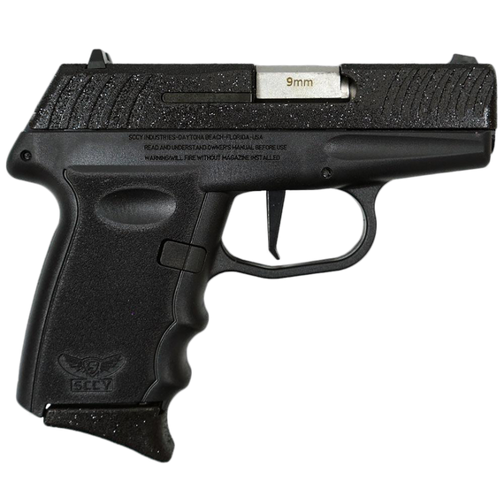 SCCY Industries DVG1PBBK DVG-1  Sub-Compact Frame 9mm Luger 10+1 3.10" Stainless Quadlock Barrel, Black Glitter Optic Ready/Serrated Stainless Steel Slide, Black Panther Polymer & Grip 162416