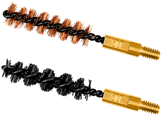 Otis FG330NB Bore Brush Set  7.62mm/30-06/30-30/308/300 Cal 8-32" Thread 2" Long Bronze/Nylon Bristles 2 Per Pkg 143966