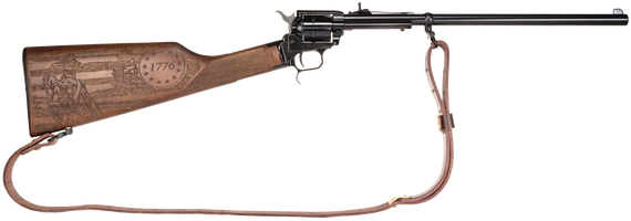 Heritage Mfg BR226B16HSWB15 Rough Rider Rancher 22 LR 6rd 16", Blued Barrel/Rec, Independence Day Engraved Walnut Stock, Leather Sling Included 154827