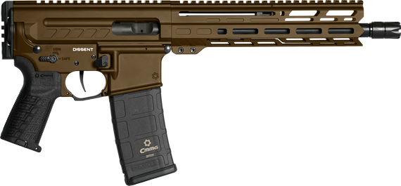 CMMG 94A8041MB Dissent MK4 9mm Luger 33+1 10.50", Midnight Bronze Rec, Picatinny Brace Adapter, 9.60" M-LOK Handguard, Left Side Charging Handle, Zeroed Linear Comp, TriggerTech Trigger 153765