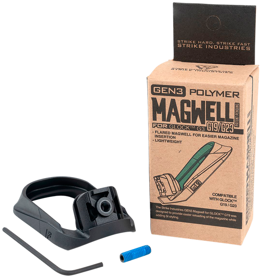 Strike Industries G3MAGWELL19 Flared Magwell  Black Polymer for Gen 3 Glock 19 & 23 143834