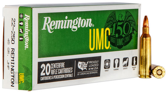 Remington Ammunition 23750 UMC  22-250Rem 45gr Jacketed Hollow Point 20 Per Box/10 Case 67944