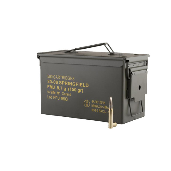 PPU Rifle MC Garand Ammunition .30-06 Springfield 150 gr FMJ 2745 fps 500/ct OQPP3006GMC PPU Rifle MC Garand Ammunition .30-06 Springfield 150 gr FMJ 2745 fps 500/ct OQPP3006GMC