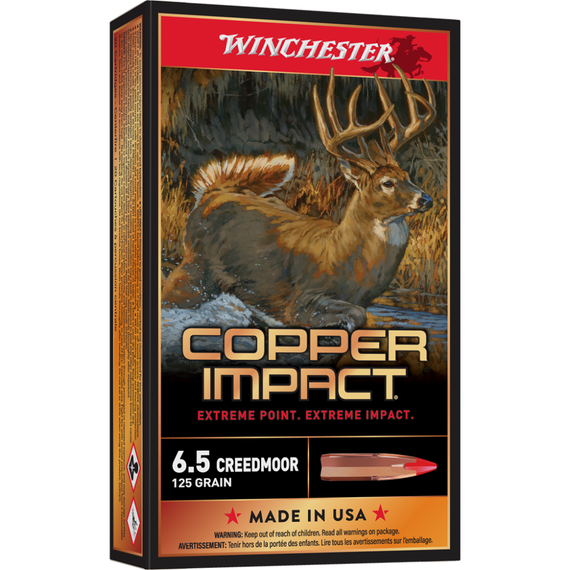 Winchester Copper Impact Rifle Ammunition 6.5 Creedmoor 125 gr. BT 2850 fps 20/ct WNX65CLF