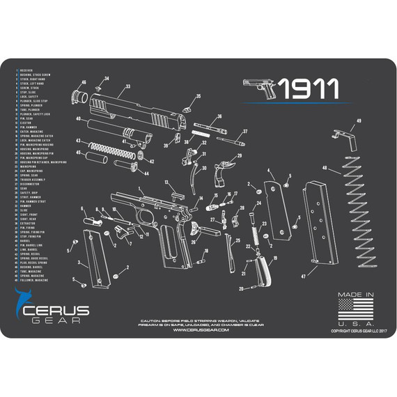 Cerus Gear 1911 Schematic ProMat - Gray CIHM1911SCHGRY