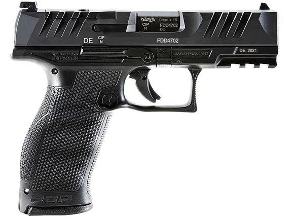 Walther Arms 2854694 PDP Optic Ready 9mm Luger 4" Barrel 10+1, Polymer Frame With Picatinny Acc. Rail, Optic Cut Super Terrain Serrated Steel Slide, Performance Duty Trigger, Manual Safety 134425